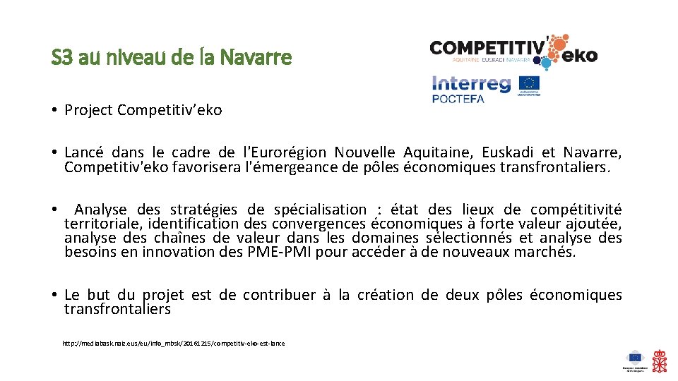 S 3 au niveau de la Navarre • Project Competitiv’eko • Lancé dans le