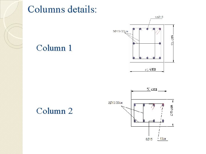 Columns details: Column 1 Column 2 