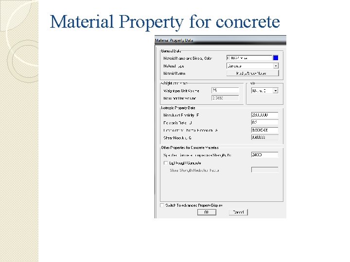 Material Property for concrete 