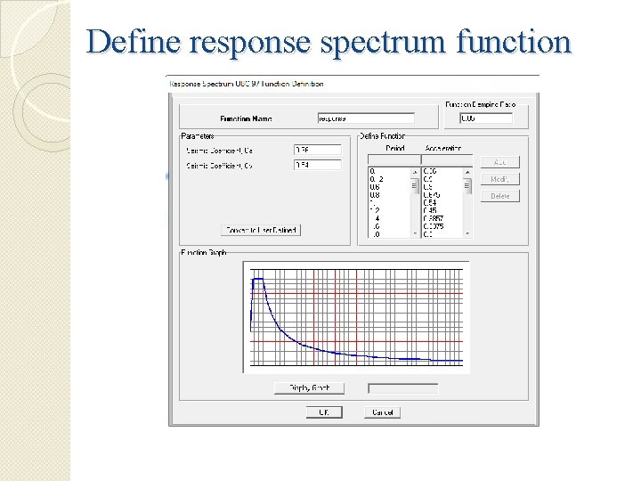 Define response spectrum function 