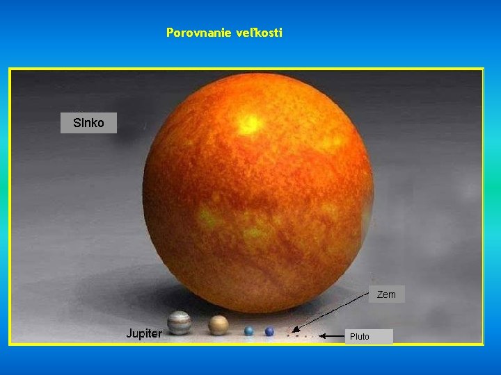 Porovnanie veľkosti Slnko Zem Pluto 