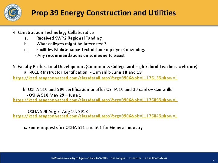 Prop 39 Energy Construction and Utilities 4. Construction Technology Collaborative a. Received SWP 2