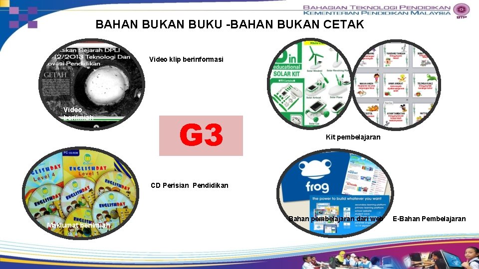 BAHAN BUKU -BAHAN BUKAN CETAK Video klip berinformasi Video berilmiah G 3 Kit pembelajaran