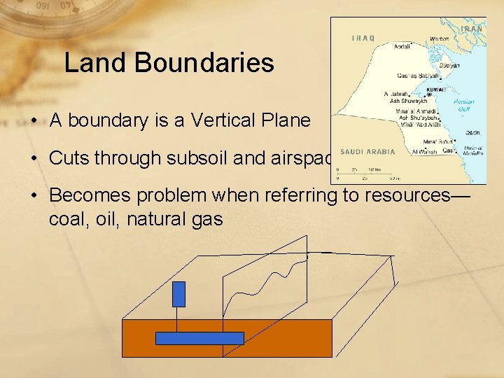 Land Boundaries • A boundary is a Vertical Plane • Cuts through subsoil and