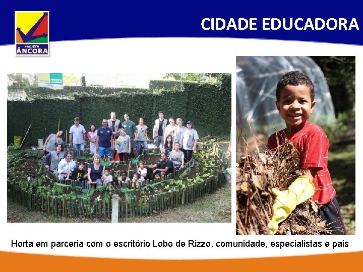 CIDADE EDUCADORA Horta em parceria com o escritório Lobo de Rizzo, comunidade, especialistas e