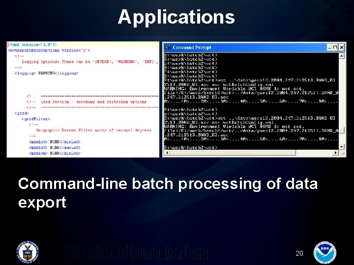 Applications Command-line batch processing of data export 20 