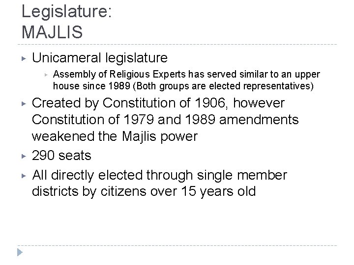 Legislature: MAJLIS ▶ Unicameral legislature ▶ ▶ Assembly of Religious Experts has served similar
