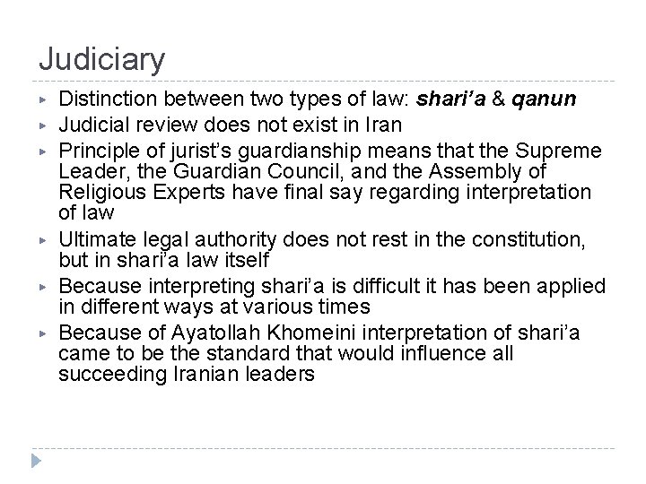 Judiciary ▶ ▶ ▶ Distinction between two types of law: shari’a & qanun Judicial