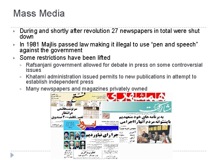 Mass Media ▶ ▶ ▶ During and shortly after revolution 27 newspapers in total