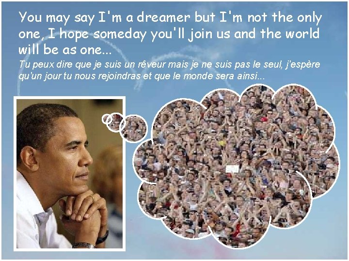 You may say I'm a dreamer but I'm not the only one, I hope