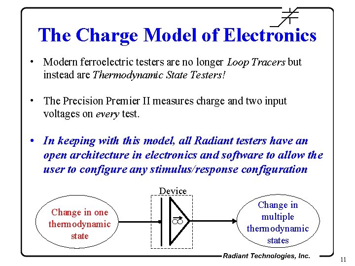 The Charge Model of Electronics • Modern ferroelectric testers are no longer Loop Tracers