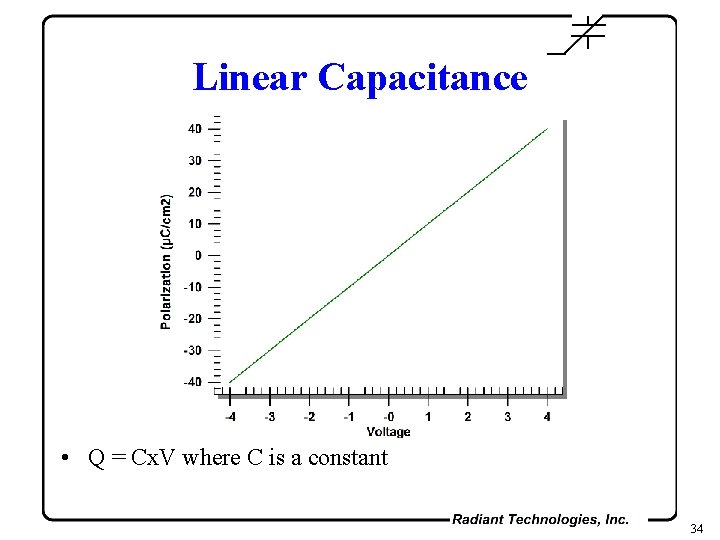 Linear Capacitance • Q = Cx. V where C is a constant 34 