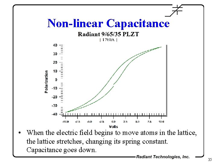 Non-linear Capacitance • When the electric field begins to move atoms in the lattice,