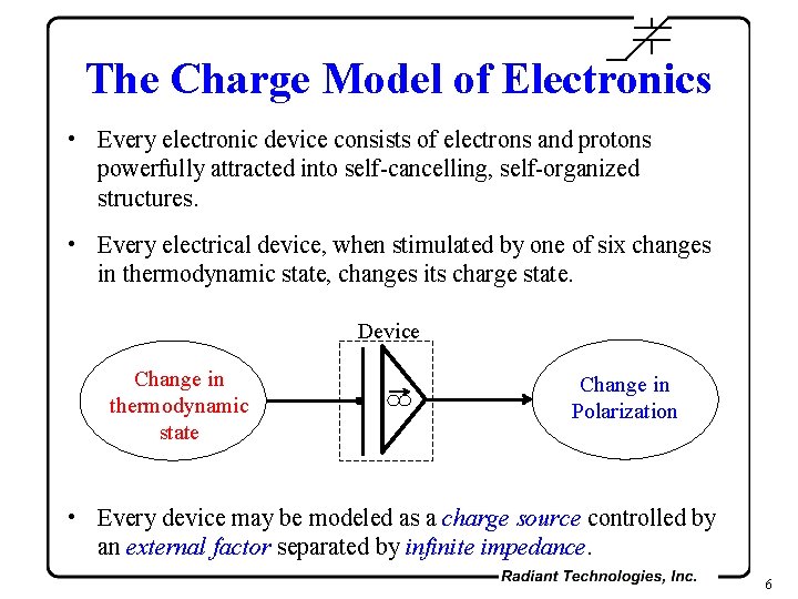 The Charge Model of Electronics • Every electronic device consists of electrons and protons