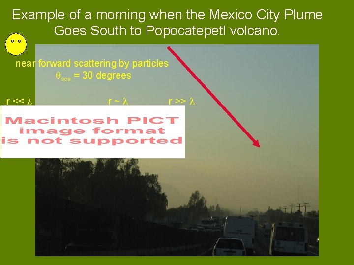 Example of a morning when the Mexico City Plume Goes South to Popocatepetl volcano.