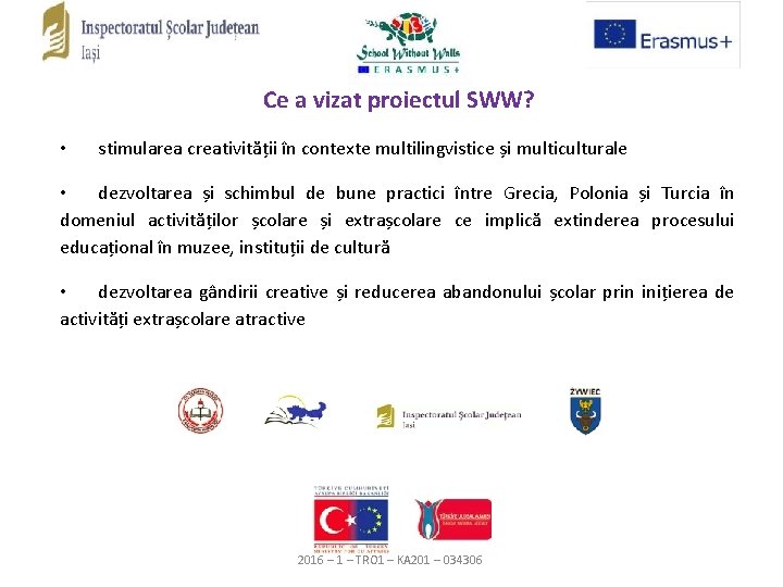 Ce a vizat proiectul SWW? • stimularea creativității în contexte multilingvistice și multiculturale •