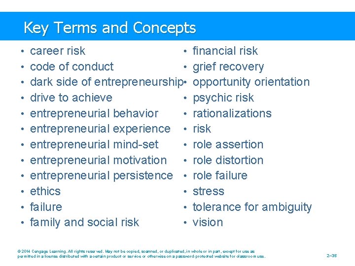 Key Terms and Concepts • career risk • code of conduct • financial risk