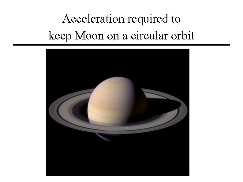 Acceleration required to keep Moon on a circular orbit 