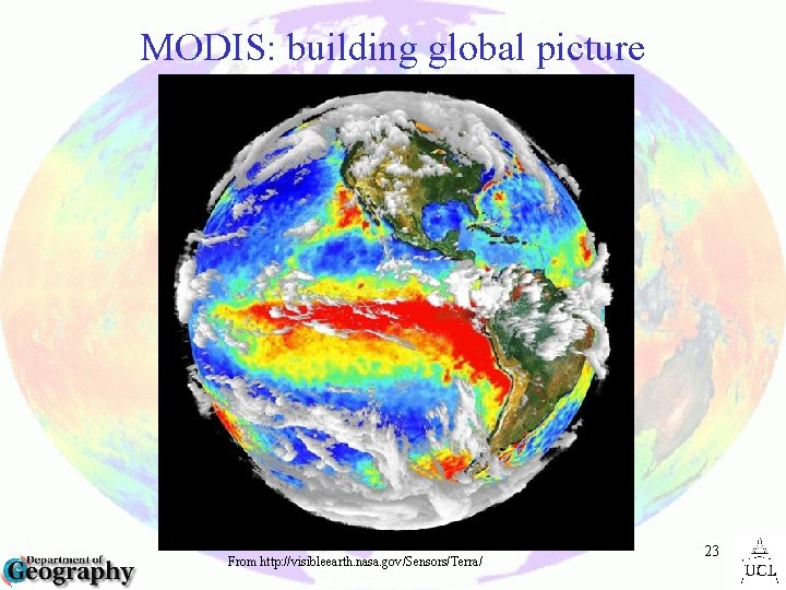 MODIS: building global picture From http: //visibleearth. nasa. gov/Sensors/Terra/ 23 