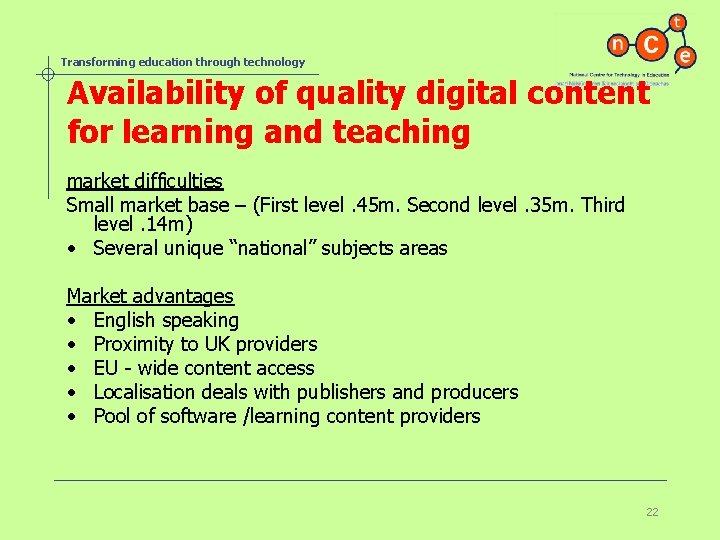 Transforming education through technology Availability of quality digital content for learning and teaching market