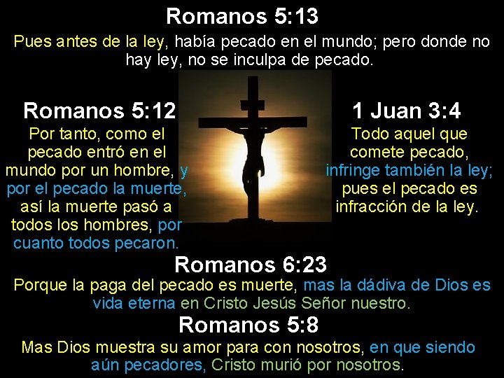 Romanos 5: 13 Pues antes de la ley, había pecado en el mundo; pero