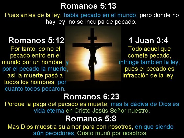 Romanos 5: 13 Pues antes de la ley, había pecado en el mundo; pero