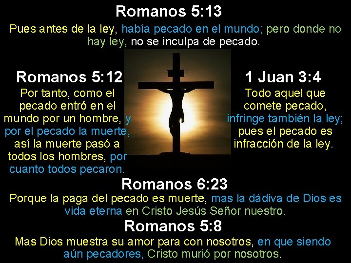 Romanos 5: 13 Pues antes de la ley, había pecado en el mundo; pero