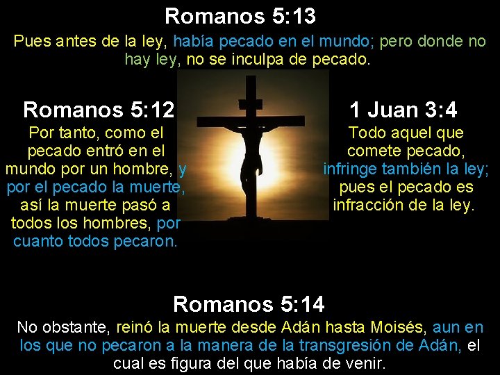 Romanos 5: 13 Pues antes de la ley, había pecado en el mundo; pero