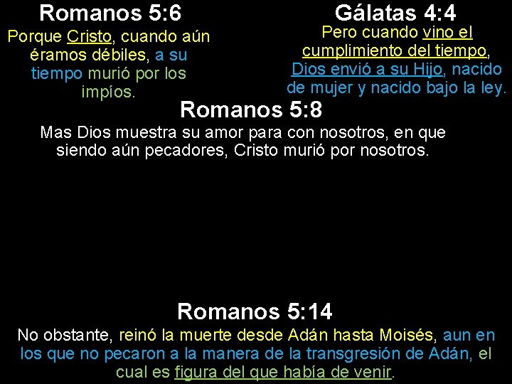 Romanos 5: 6 Porque Cristo, cuando aún éramos débiles, a su tiempo murió por