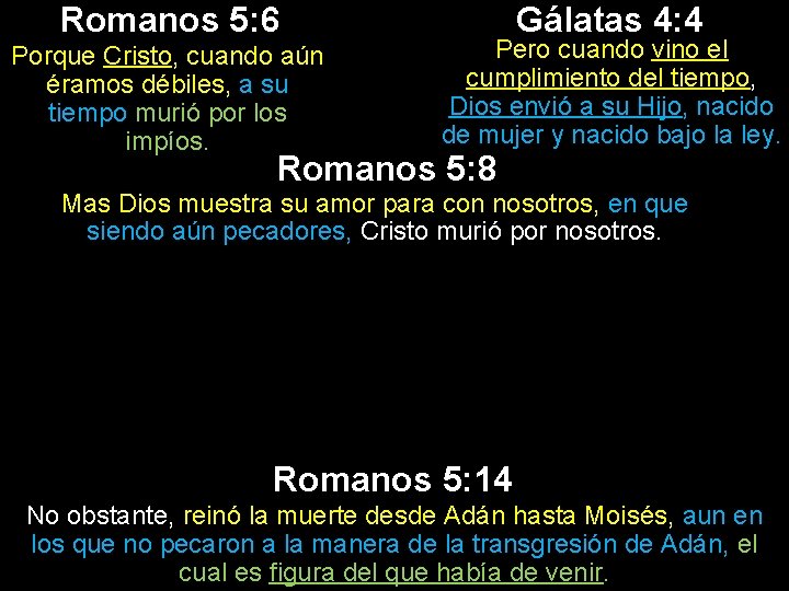 Romanos 5: 6 Porque Cristo, cuando aún éramos débiles, a su tiempo murió por