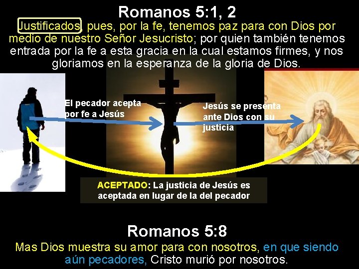 Romanos 5: 1, 2 Justificados, pues, por la fe, tenemos paz para con Dios