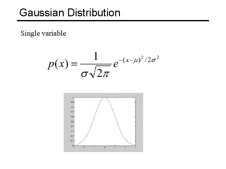 Gaussian Distribution Single variable 