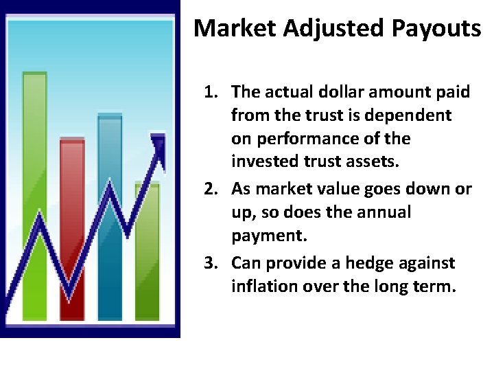 Market Adjusted Payouts 1. The actual dollar amount paid from the trust is dependent