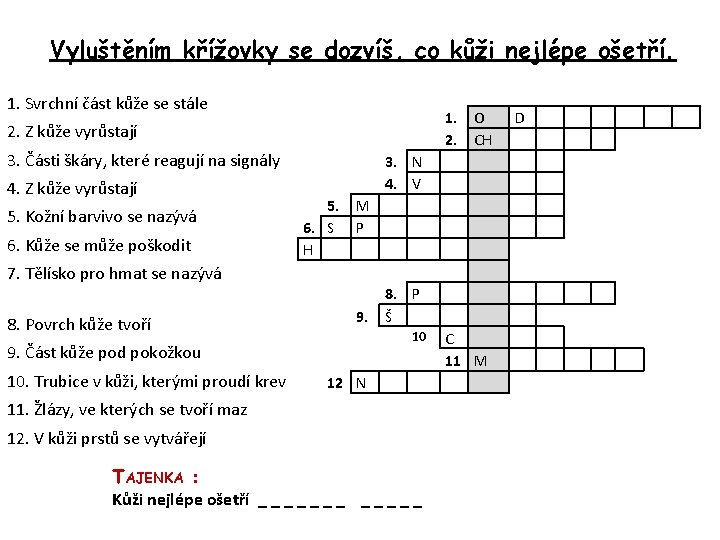 Vyluštěním křížovky se dozvíš, co kůži nejlépe ošetří. 1. Svrchní část kůže se stále