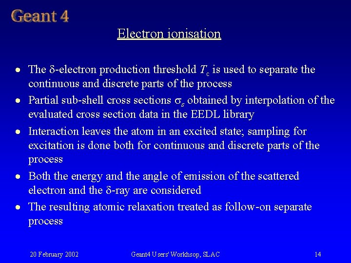 Electron ionisation · The d electron production threshold Tc is used to separate the