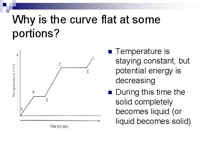 Why is the curve flat at some portions? n n Temperature is staying constant,
