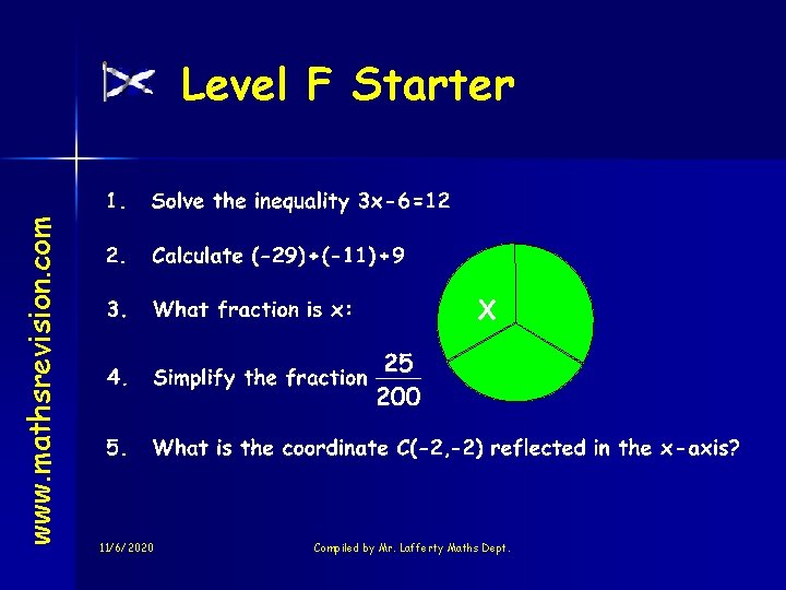 www. mathsrevision. com Level F Starter X 11/6/2020 Compiled by Mr. Lafferty Maths Dept.