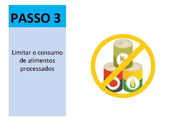 PASSO 3 Limitar o consumo de alimentos processados 