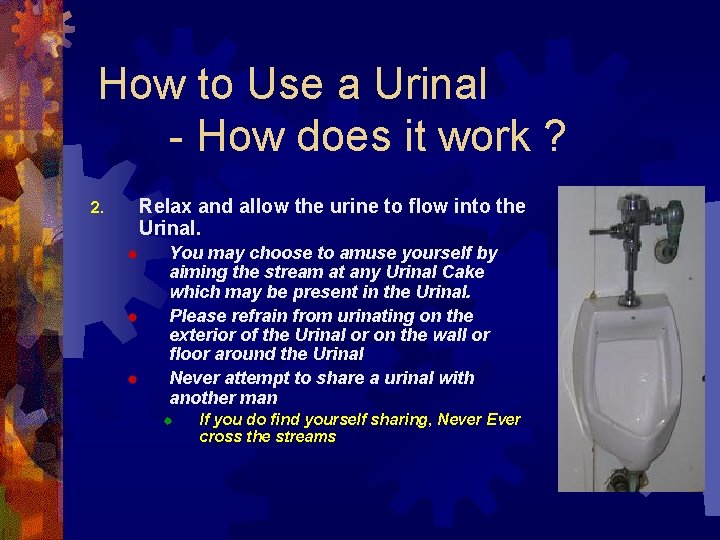 How to Use a Urinal - How does it work ? Relax and allow