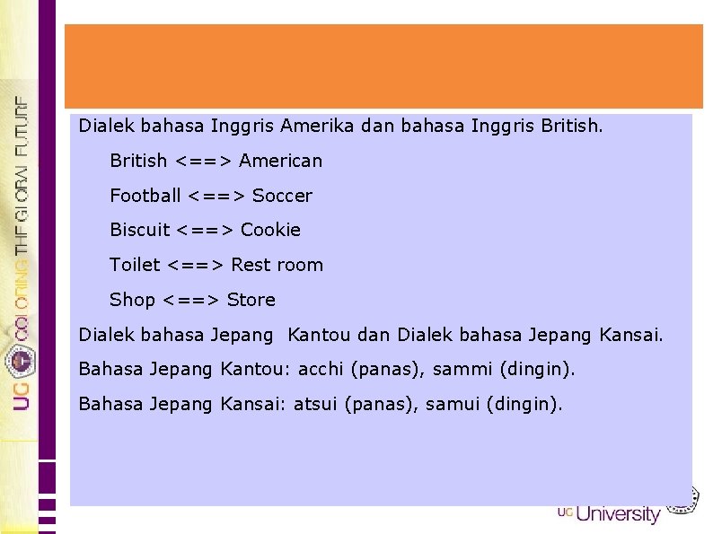 Dialek bahasa Inggris Amerika dan bahasa Inggris British <==> American Football <==> Soccer Biscuit