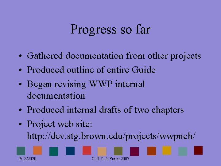 Progress so far • Gathered documentation from other projects • Produced outline of entire Progress so far • Gathered documentation from other projects • Produced outline of entire