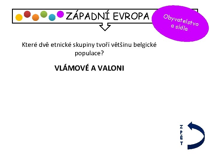 ZÁPADNÍ EVROPA Obyv atels a síd tvo la Které dvě etnické skupiny tvoří většinu