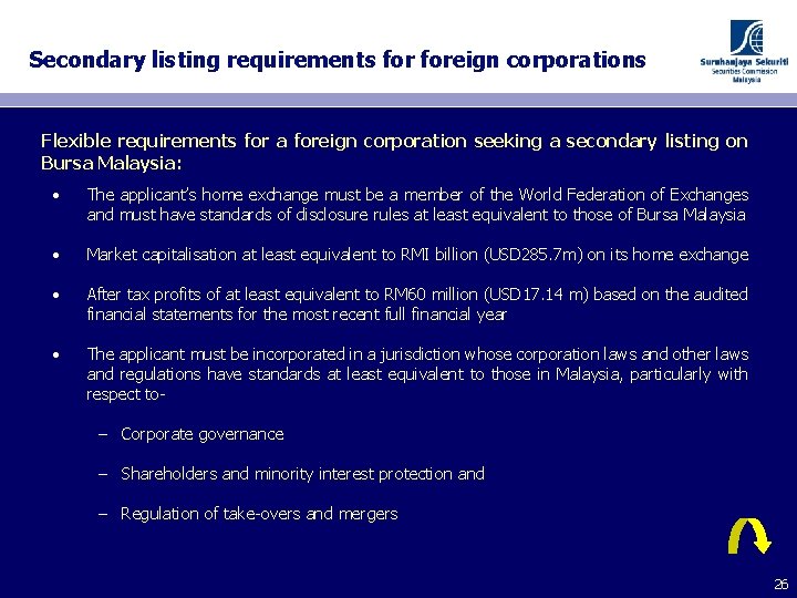 Secondary listing requirements foreign corporations Flexible requirements for a foreign corporation seeking a secondary