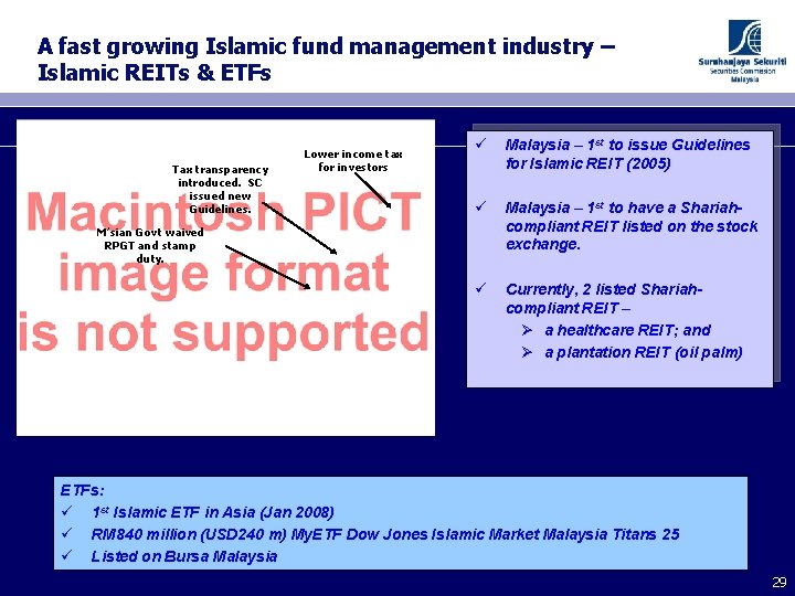 A fast growing Islamic fund management industry – Islamic REITs & ETFs Tax transparency