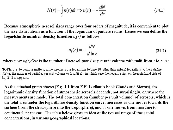 (24. 1) Because atmospheric aerosol sizes range over four orders of magnitude, it is