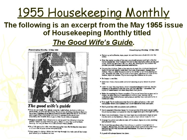 1955 Housekeeping Monthly The following is an excerpt from the May 1955 issue of