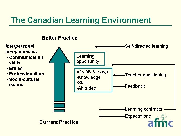 The Canadian Learning Environment Better Practice Interpersonal competencies: • Communication skills • Ethics •