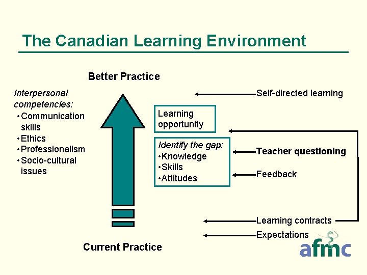 The Canadian Learning Environment Better Practice Interpersonal competencies: • Communication skills • Ethics •