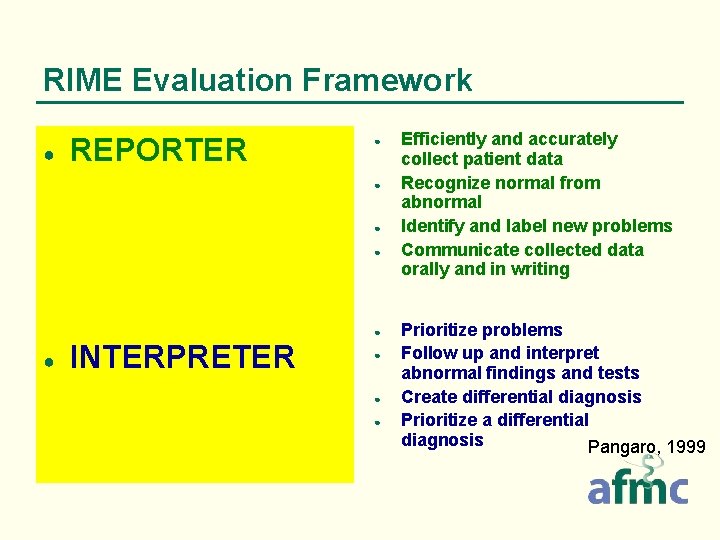 RIME Evaluation Framework ● REPORTER ● ● ● INTERPRETER ● ● ● Efficiently and RIME Evaluation Framework ● REPORTER ● ● ● INTERPRETER ● ● ● Efficiently and