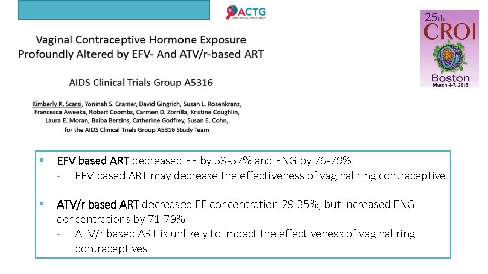 § EFV based ART decreased EE by 53 57% and ENG by 76 79%